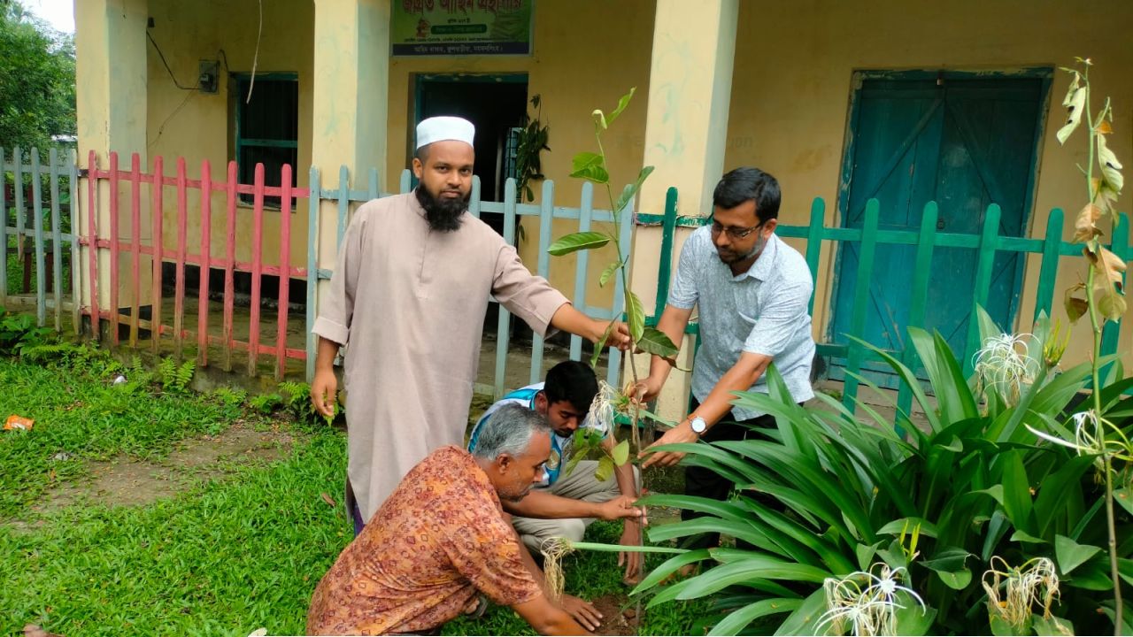 পরিবেশ সুরক্ষায় জাগ্রত আছিম গ্রন্থাগারের বৃক্ষরোপণ ও চারা বিতরণ