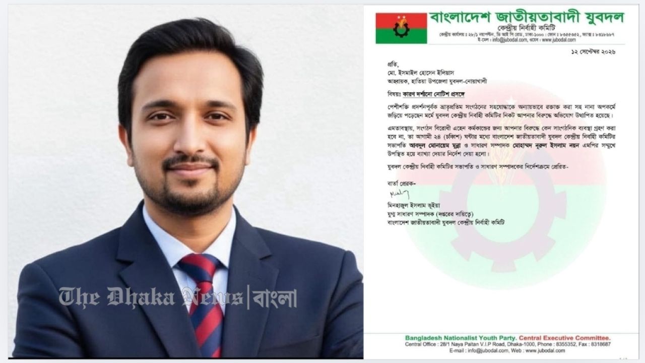পেশীশক্তি প্রদর্শন করে সহযোদ্ধাকে রক্তাক্ত করার অভিযোগ, হাতিয়া যুবদল আহ্বায়ককে শোকজ
