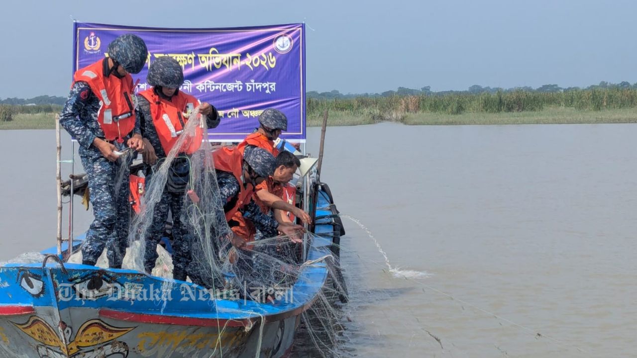 চাঁদপুরে প্রায় ৭ কোটি টাকা মূল্যর অবৈধ জাল জব্দ